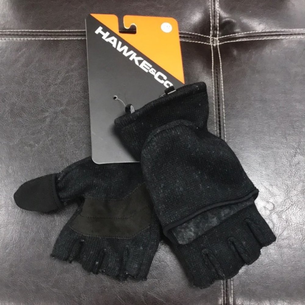 Hawke & Co. Men Fleece Ribbed Convertible Mittens - Picture 4 of 7